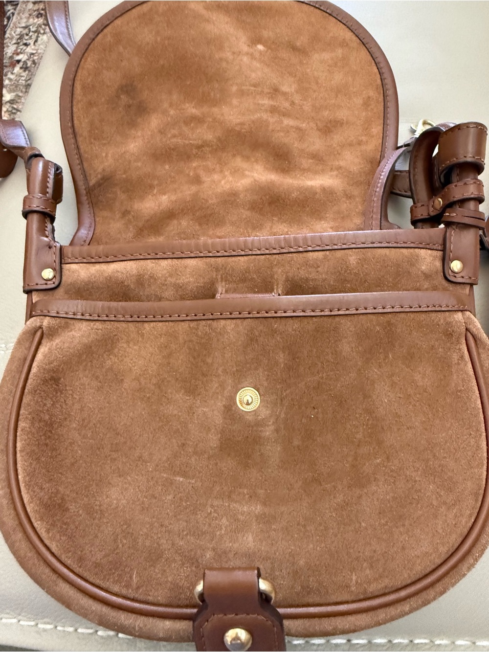 Michael Kors Brown Suede Crossbody Bag with Leather Trim - Picture 2 of 6